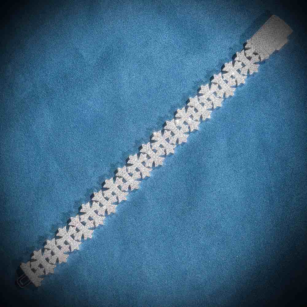 Moissanite Cross Link Bracelet 14K Gold (All Sizes)