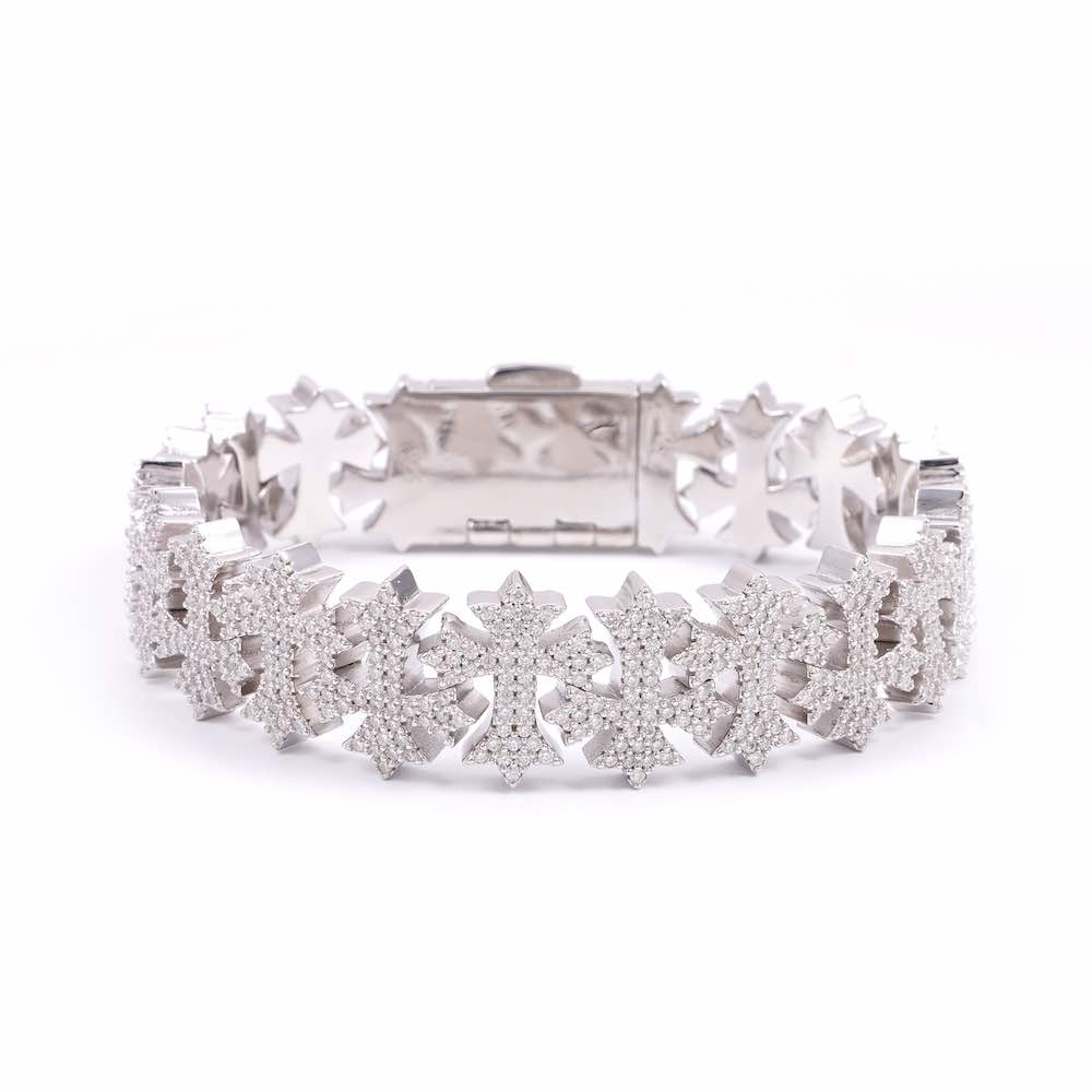 16MM Moissanite Cross Link Bracelet 14K Gold first