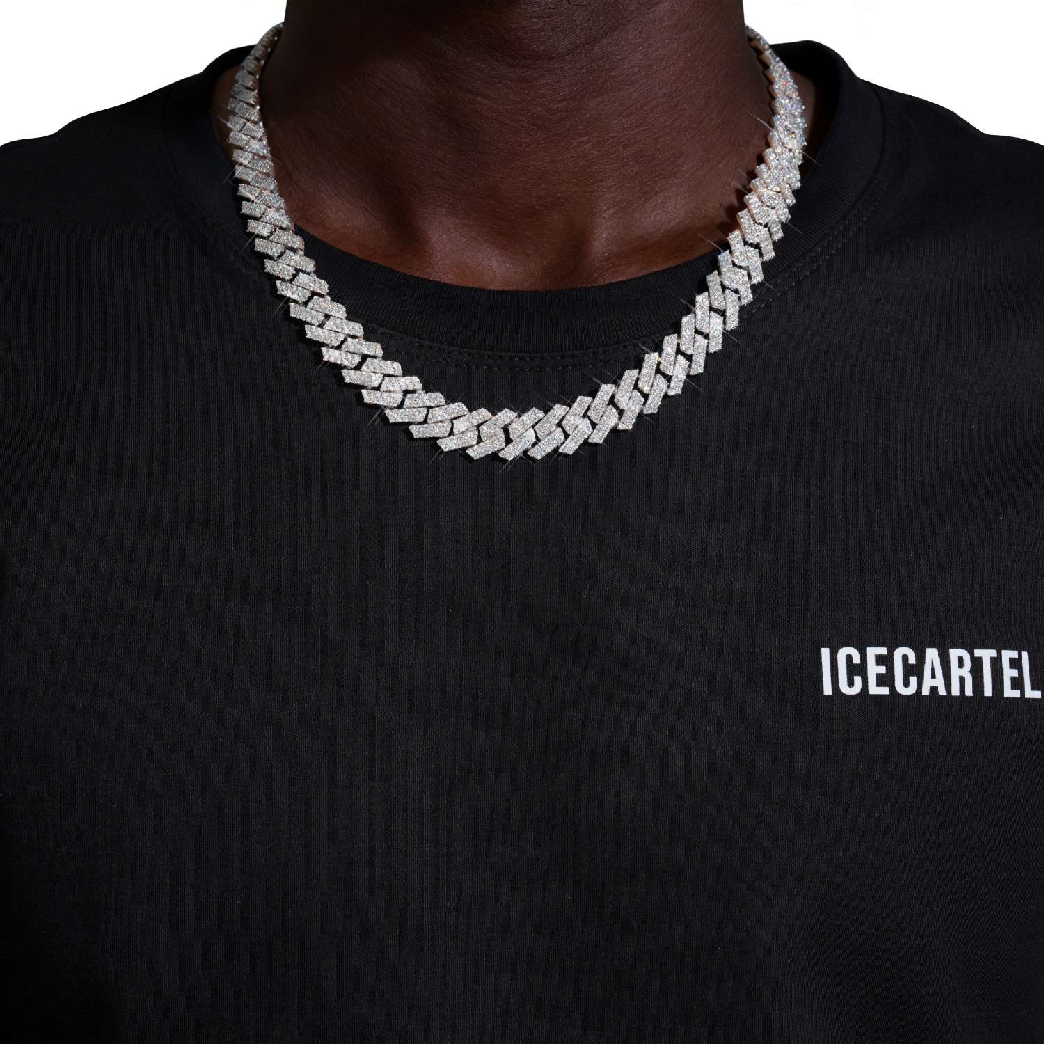 2-Row 13MM Moissanite Prong Cuban Link Chain 14K Gold