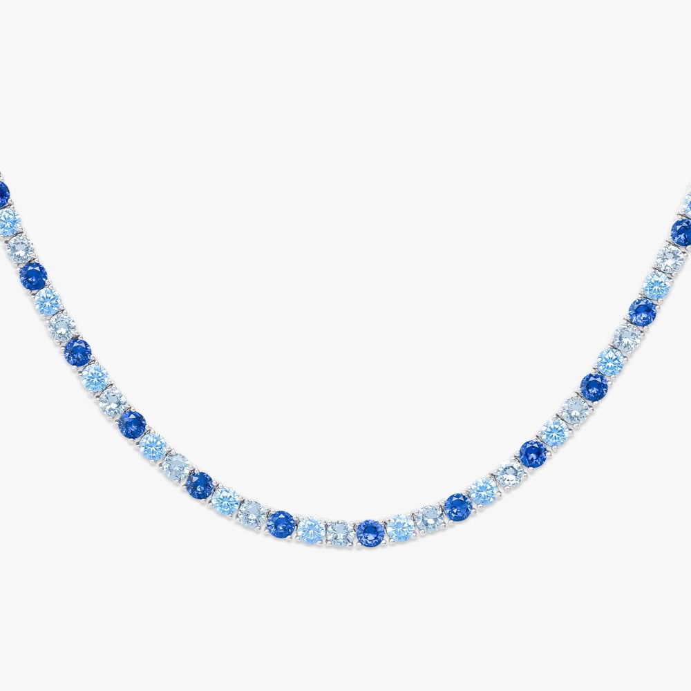 5MM Blue 3 Tone Moissanite Tennis Chain