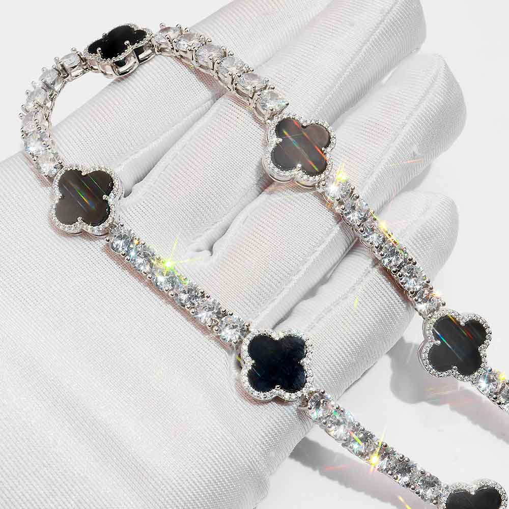 5MM Agate Moissanite Tennis Chain 14K Gold