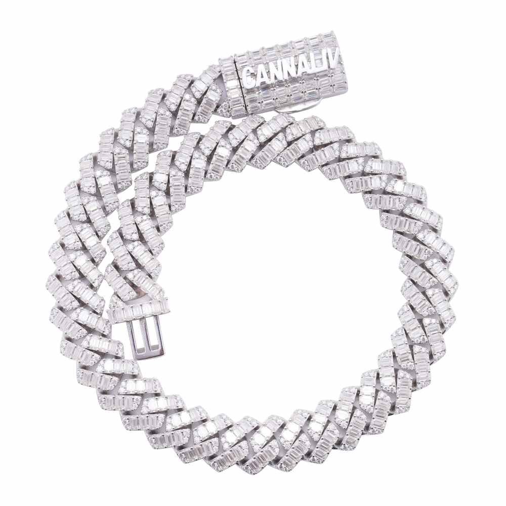 CUSTOM CLASP 15MM Moissanite Baguette Cuban Link Chain 3