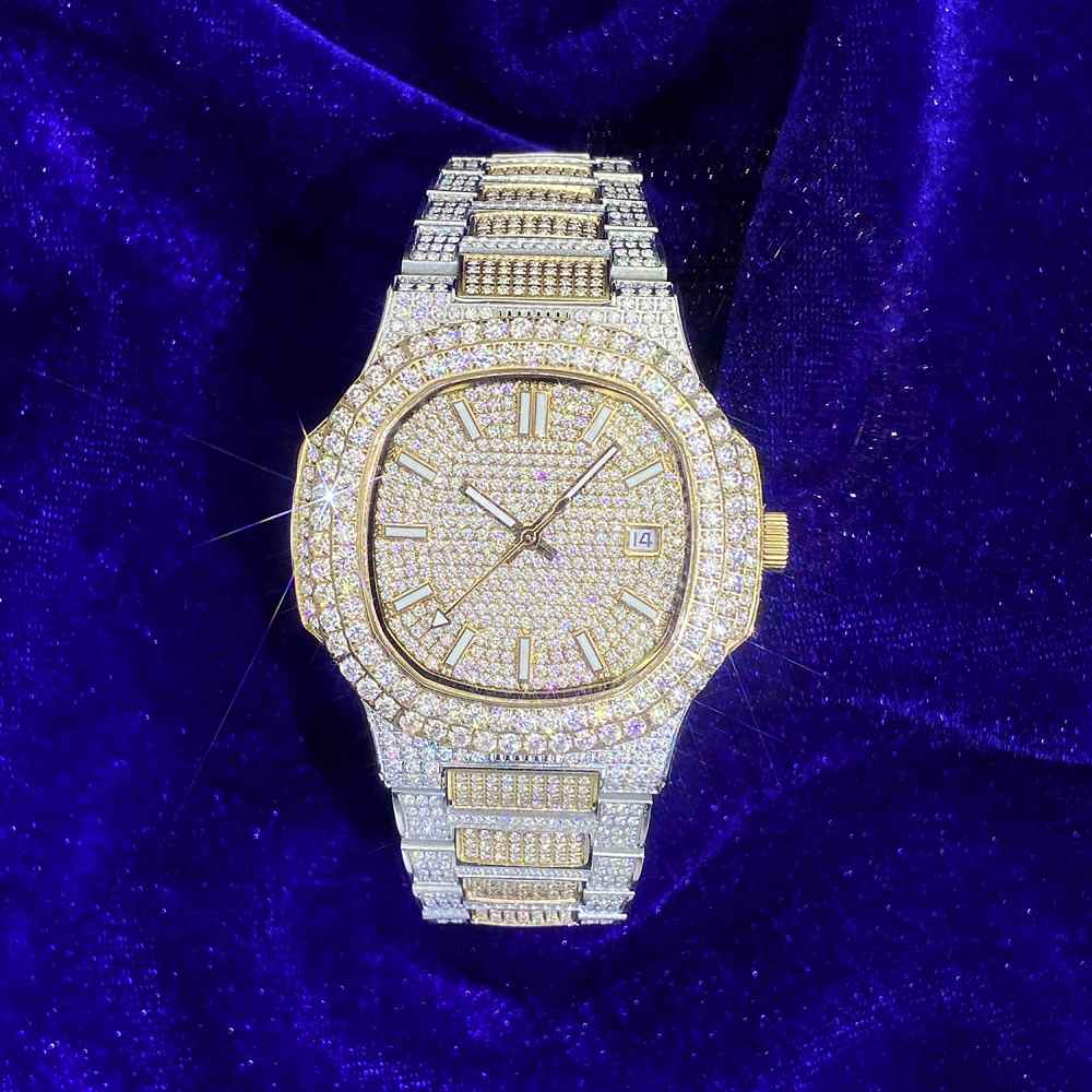 Circle Face Moissanite Watch 14K Yellow Gold