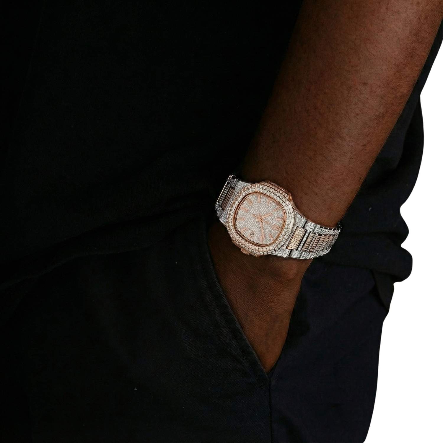 Circle Face Moissanite Watch 14K Rose Gold