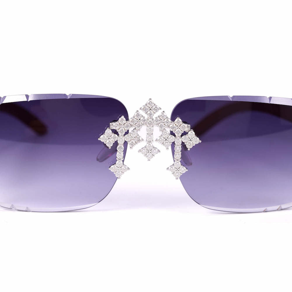 Moissanite Fleuree Cross Sunglasses 14K Gold