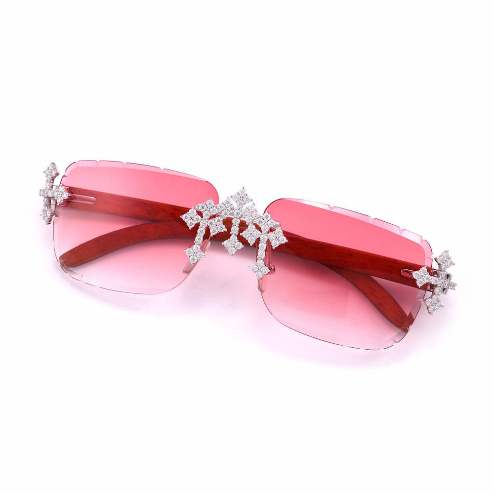Moissanite Fleuree Cross Sunglasses 14K Gold