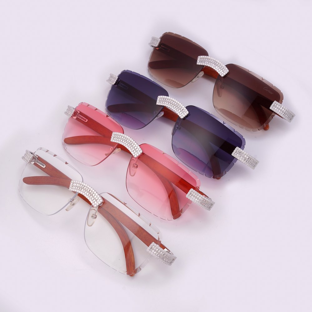 Moissanite Baguette Sunglasses 14K Gold