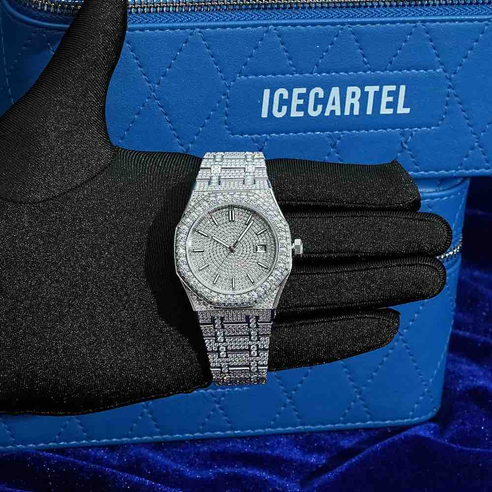 Bust Down Moissanite Watch | 44MM | 14K White Gold