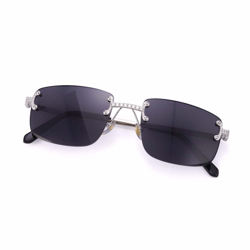Moissanite Rimless Square Sunglasses 14K Gold