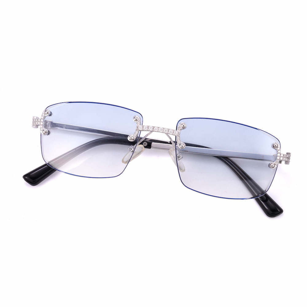 Moissanite Rimless Square Sunglasses 14K Gold