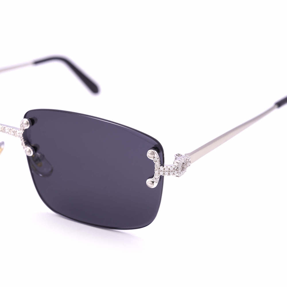 Moissanite Rimless Square Sunglasses 14K Gold
