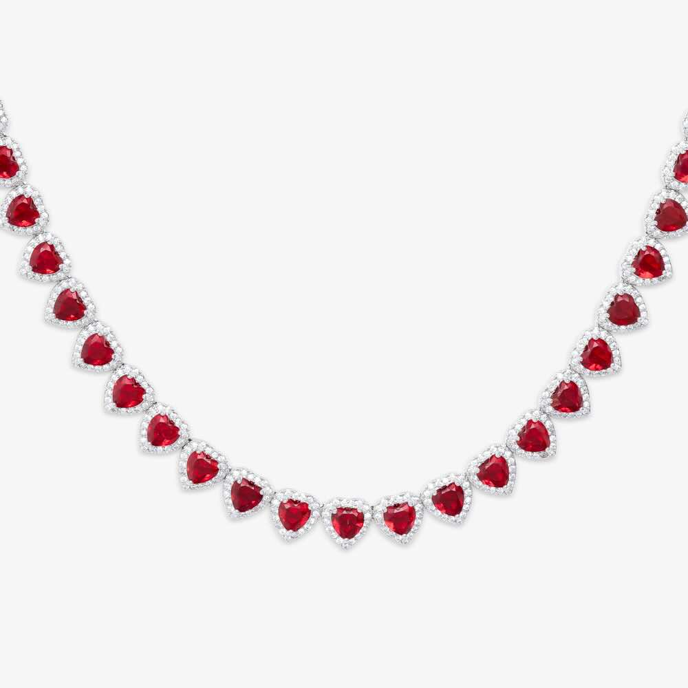 Red Heart Moissanite Halo Chain