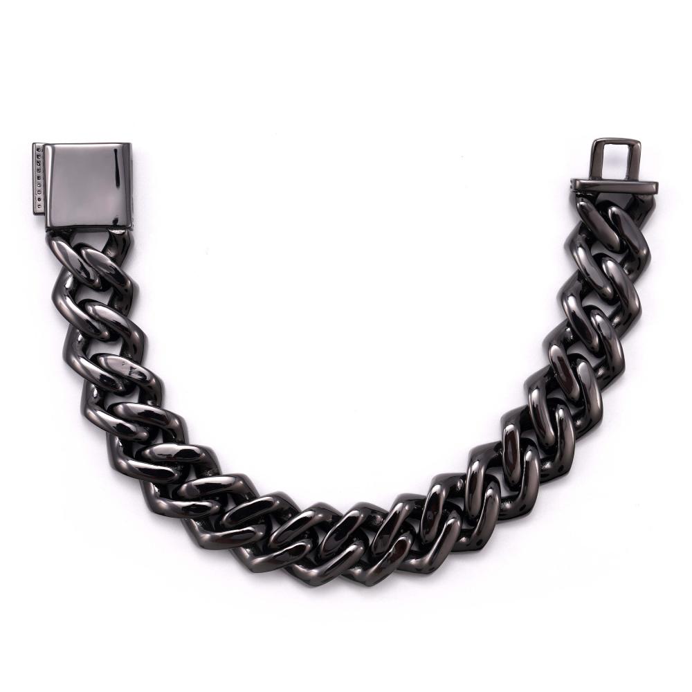 13MM Emerald Cut Black Moissanite Cuban Link Bracelet