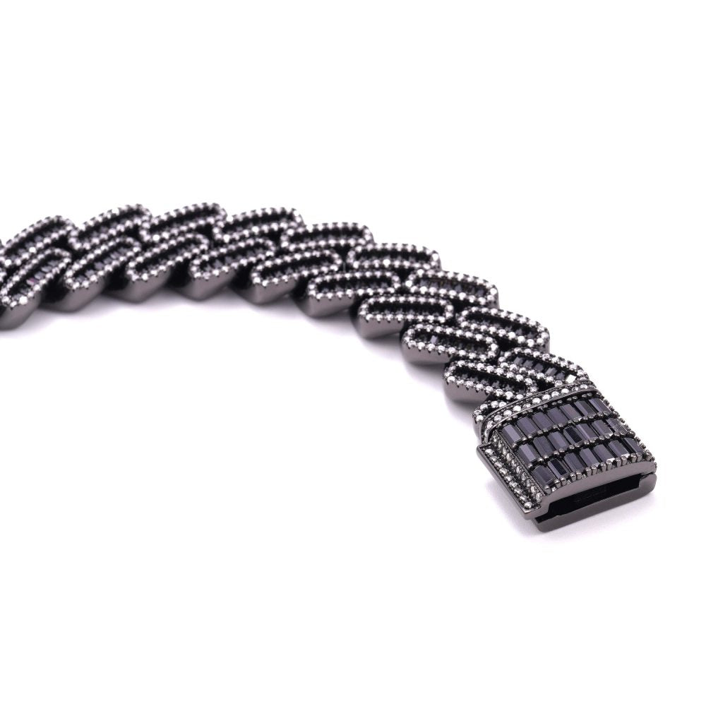 13MM Emerald Cut Black Moissanite Cuban Link Bracelet