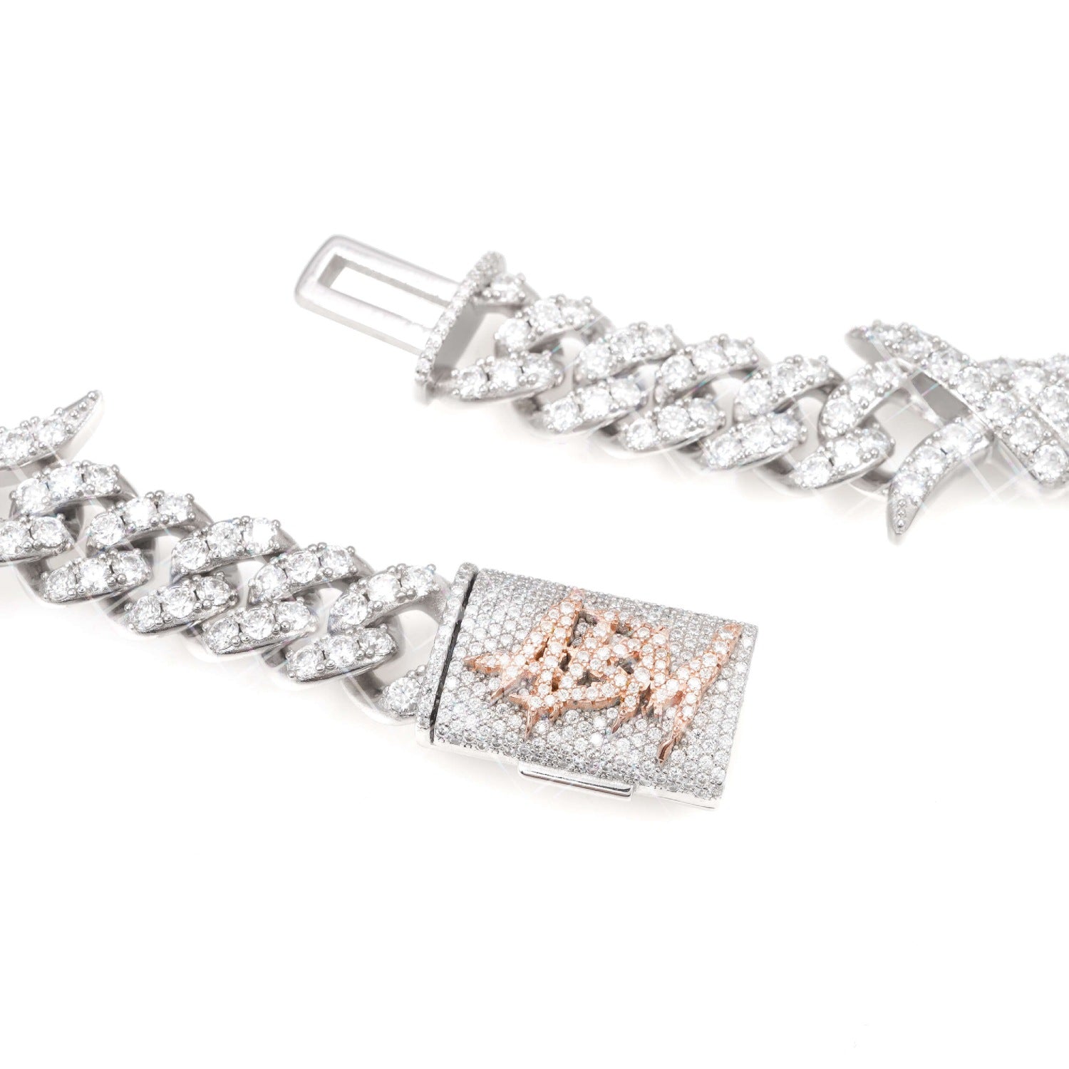 15MM CUSTOM CLASP Moissanite Spiked Link Cuban Chain 14K Gold