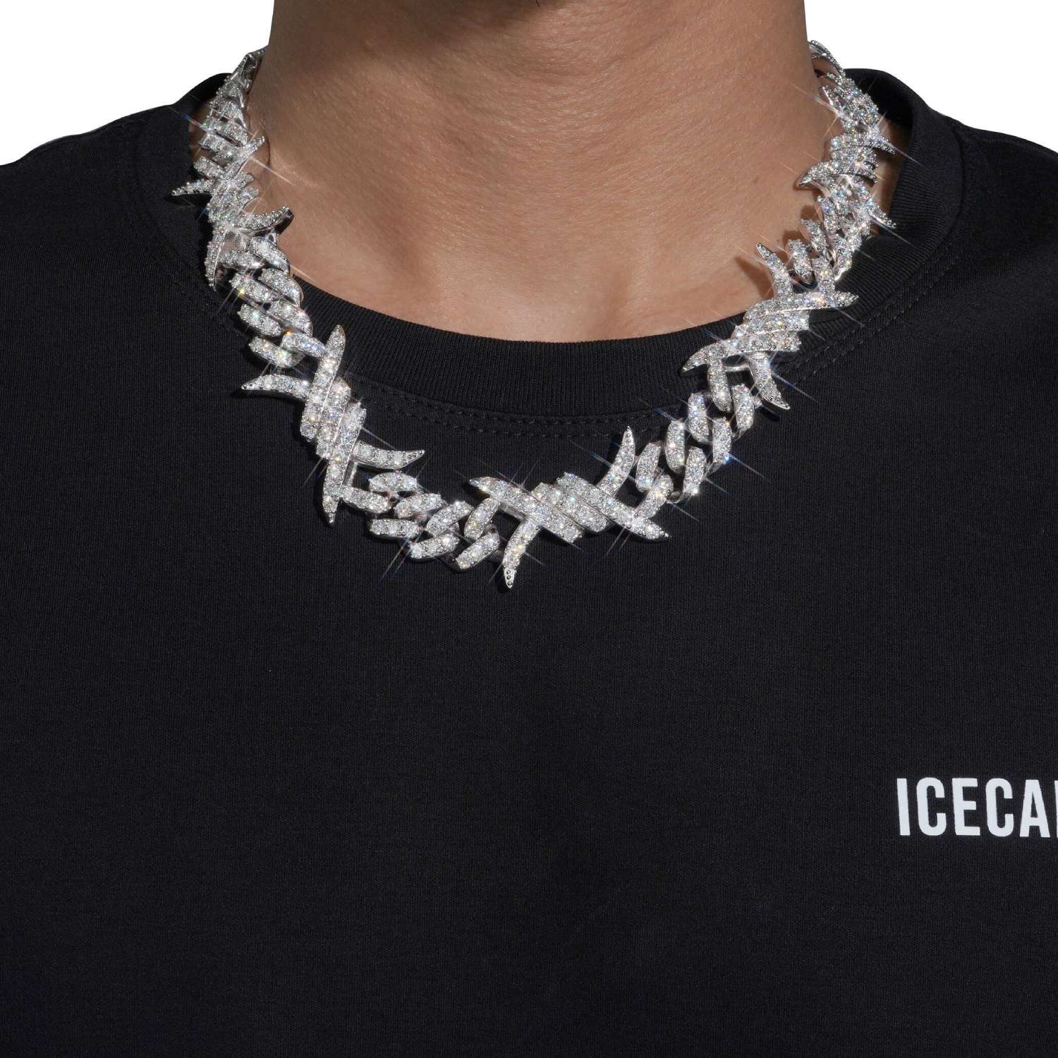 15MM CUSTOM CLASP Moissanite Spiked Link Cuban Chain 14K Gold