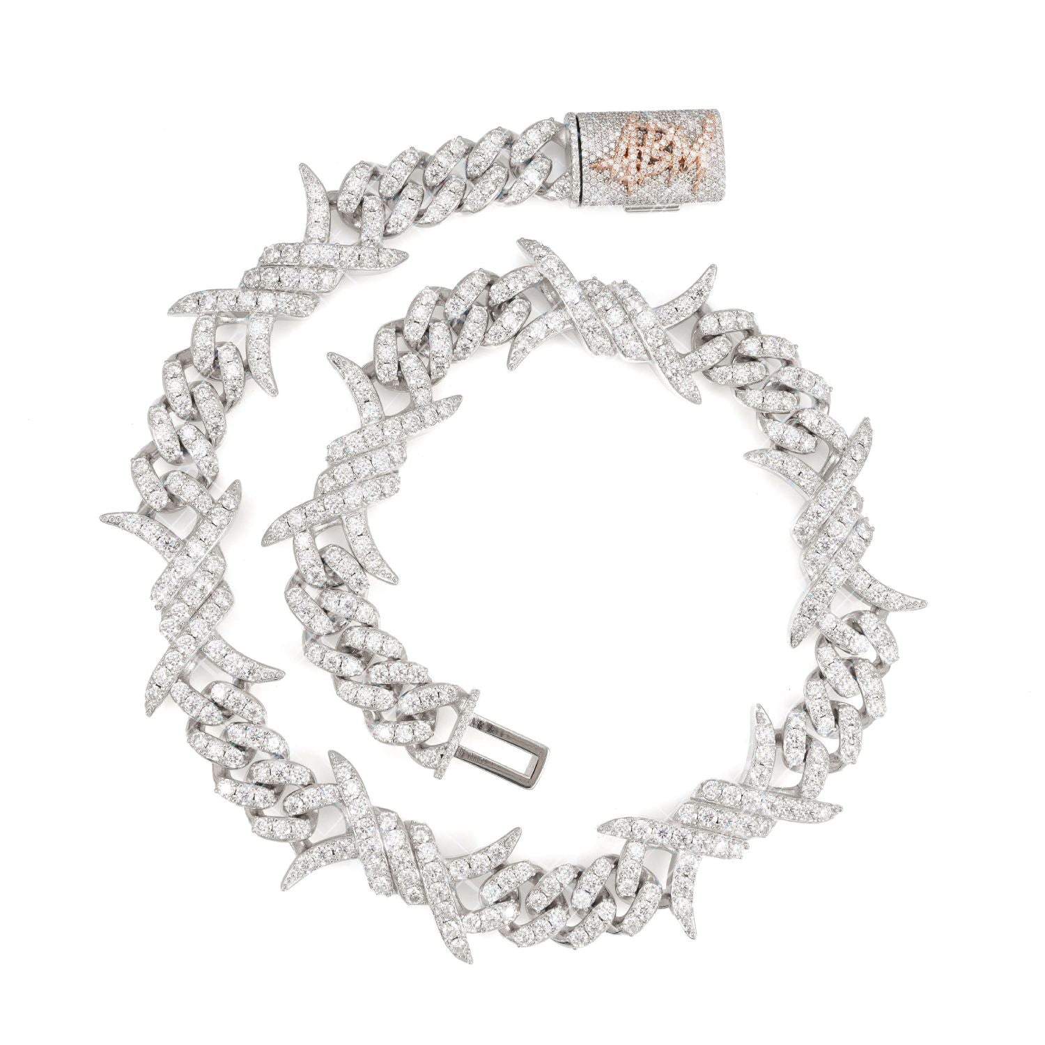 15MM CUSTOM CLASP Moissanite Spiked Link Cuban Chain 14K Gold