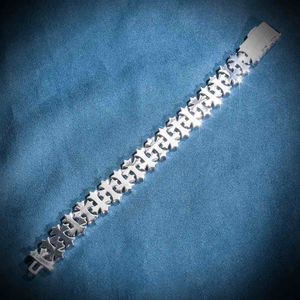 Moissanite Cross Link Bracelet 14K Gold (All Sizes)