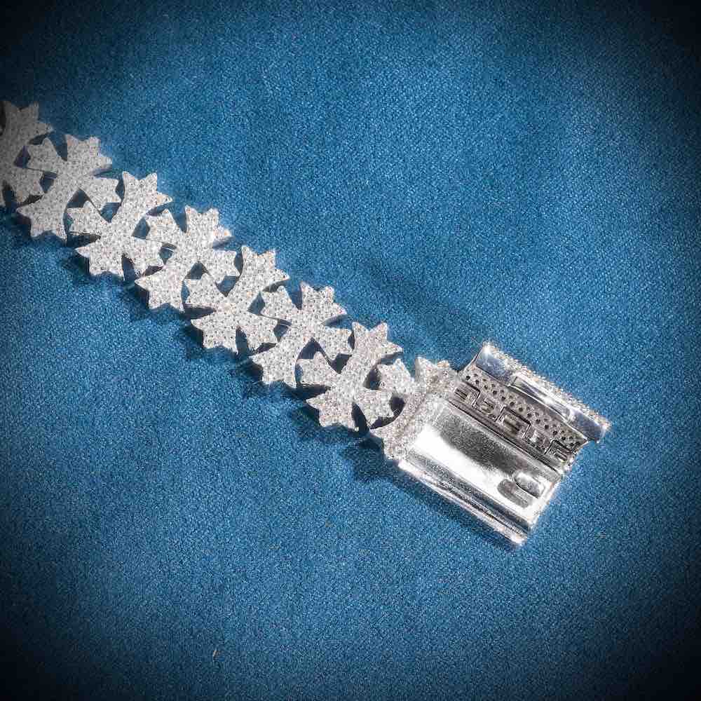 Moissanite Cross Link Bracelet 14K Gold (All Sizes)