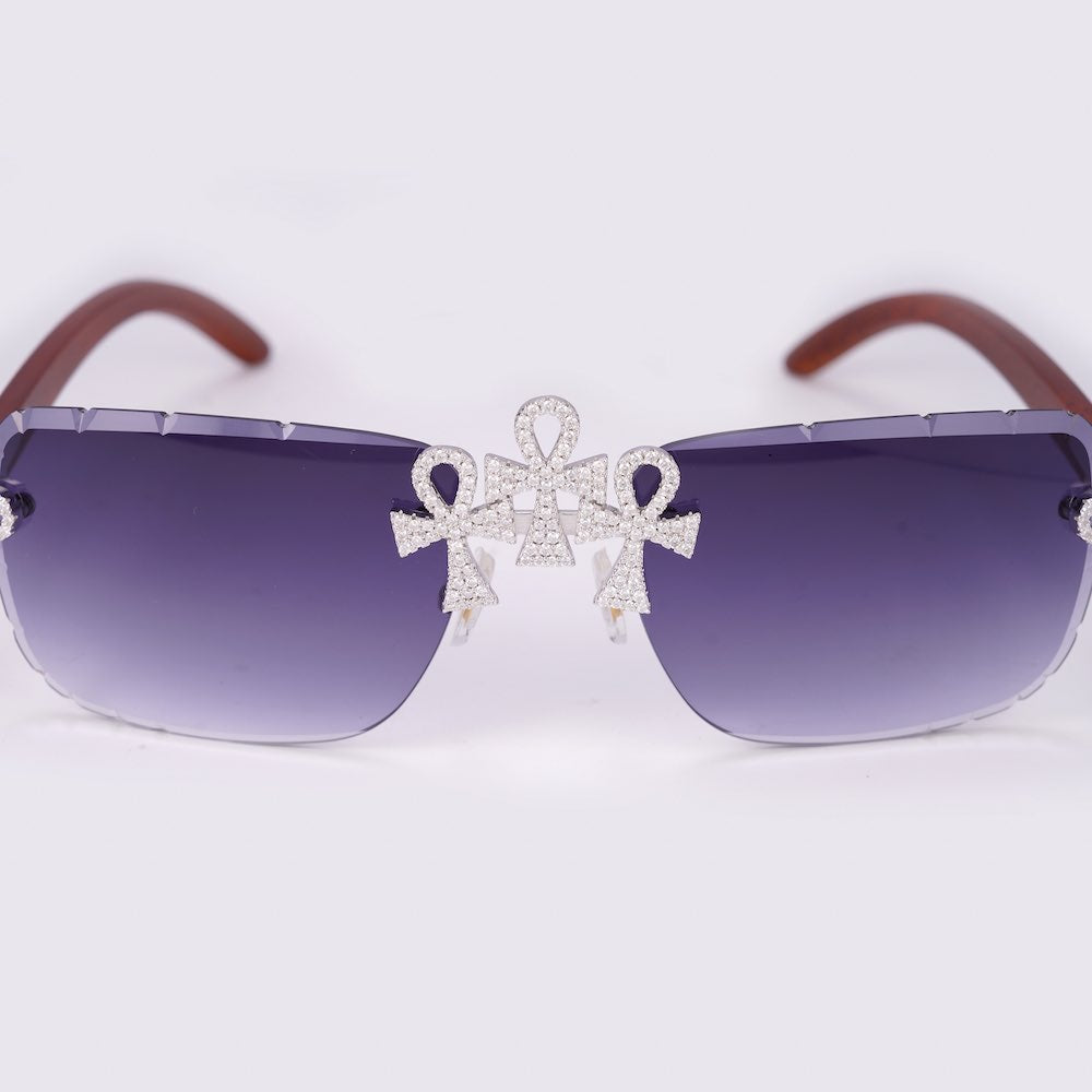 Moissanite Ankh Cross Sunglasses 14K Gold