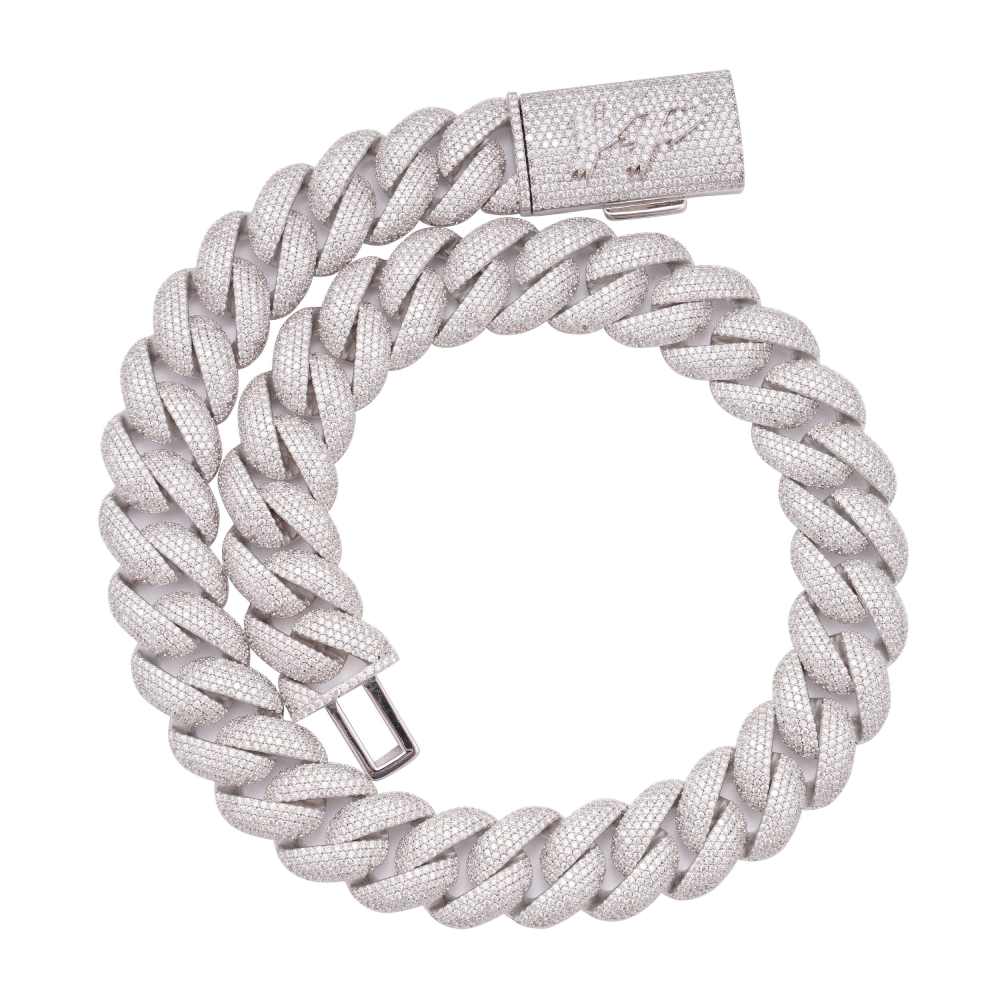 CUSTOM CLASP 22MM Moissanite 5 Row Miami Cuban Link Chain 14K Gold