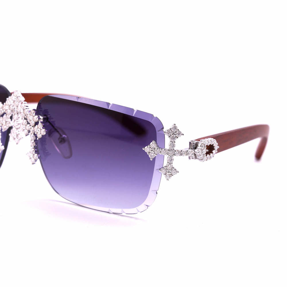 Moissanite Fleuree Cross Sunglasses 14K Gold