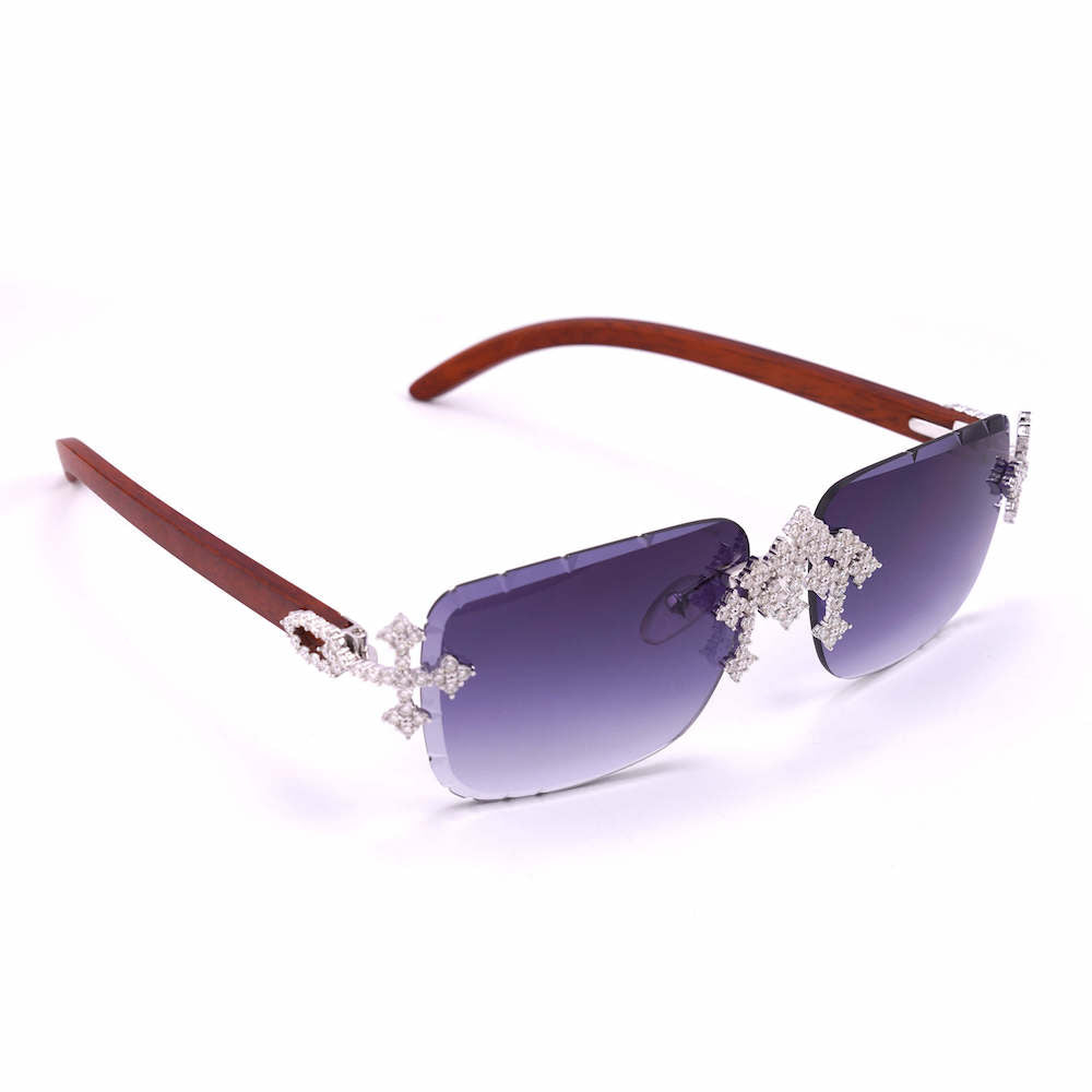Moissanite Fleuree Cross Sunglasses 14K Gold