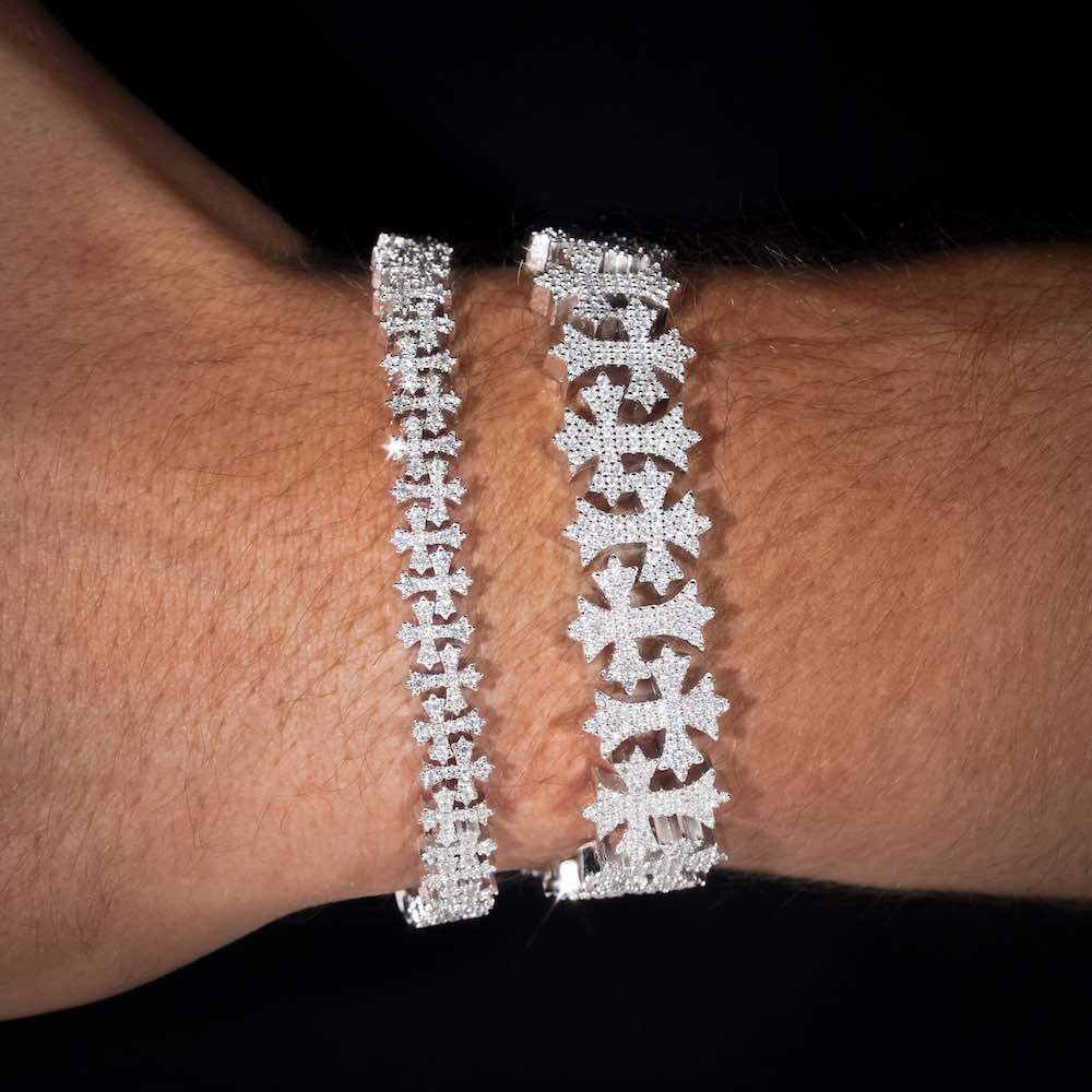 Moissanite Cross Link Bracelet 14K Gold (All Sizes)