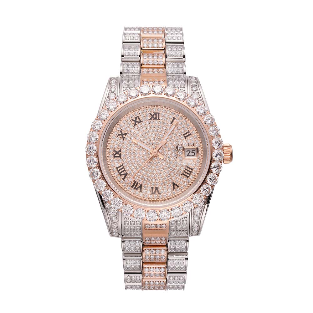 moissanite presidential watch rose gold 1