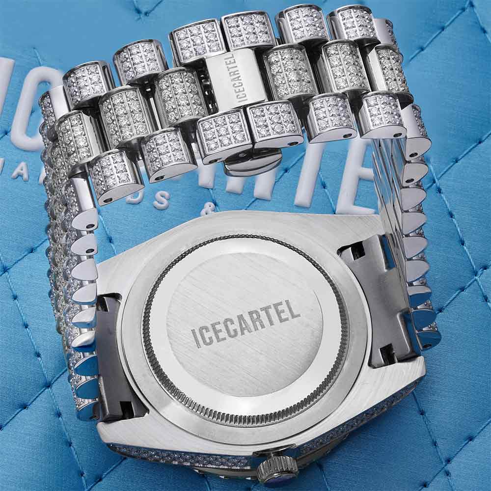 Moissanite Presidential Watch | 41MM | Roman Numeral Dial | 18.3CT Iced Out | 14K White Gold