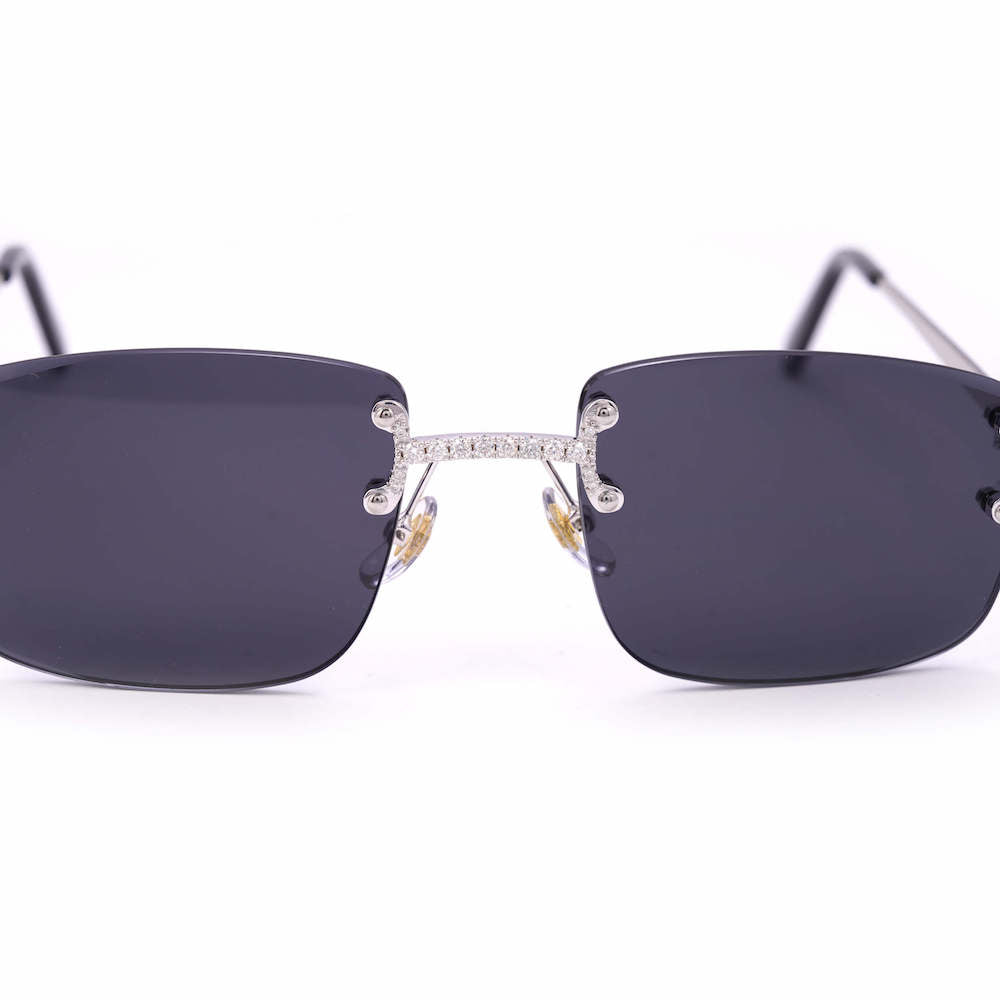 Moissanite Rimless Square Sunglasses 14K Gold