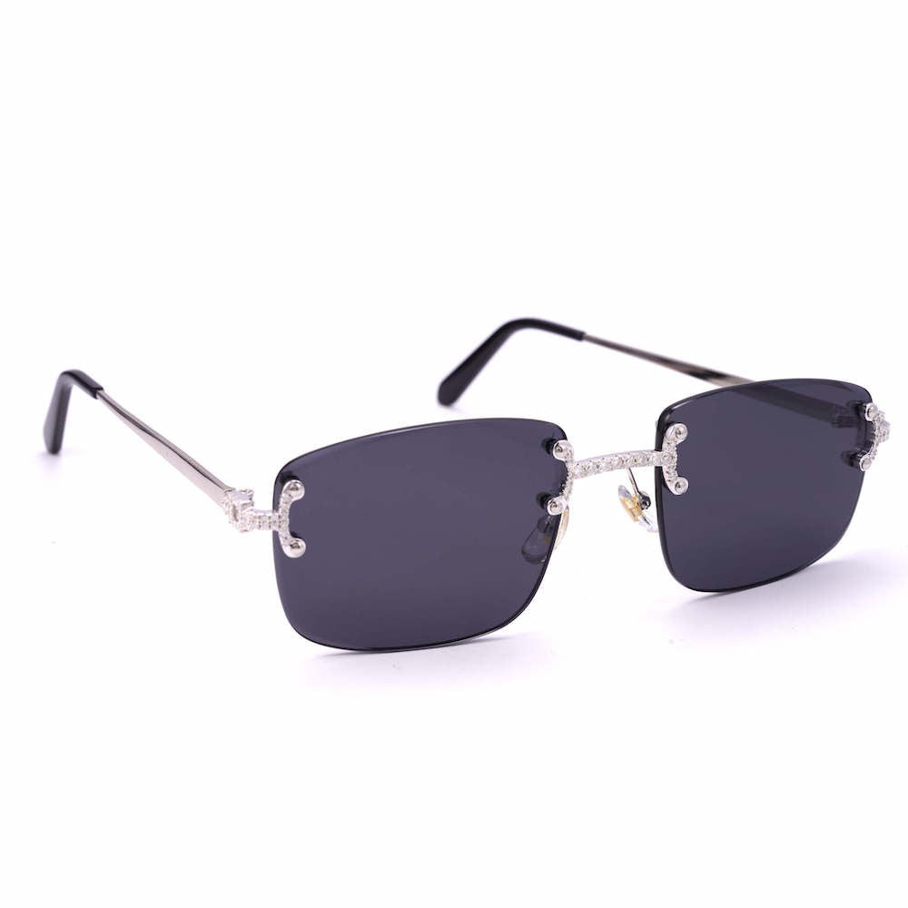Moissanite Rimless Square Sunglasses 14K Gold