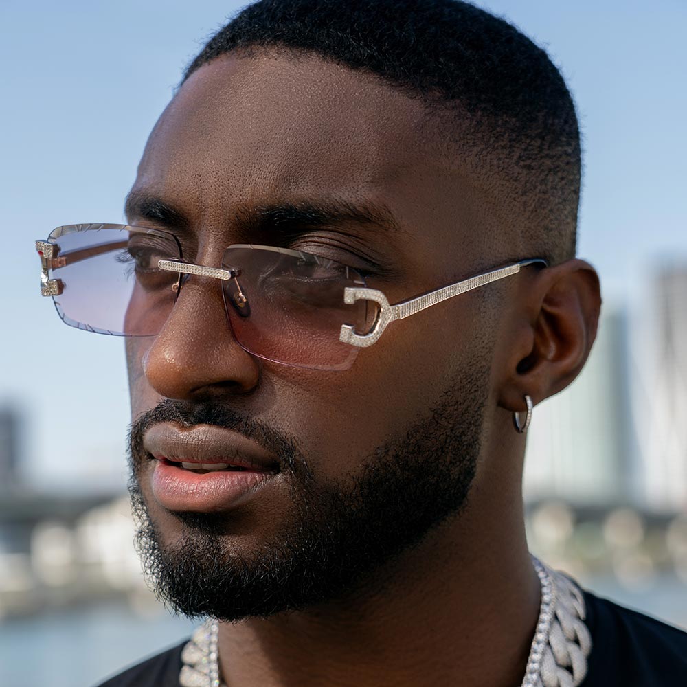 Moissanite Diamond Classic Sunglasses 14K Gold